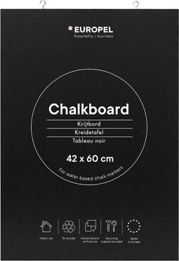 Europel krijtbord zonder lijst – muurdecoratie – tekenbord - A2 – 42x60cm