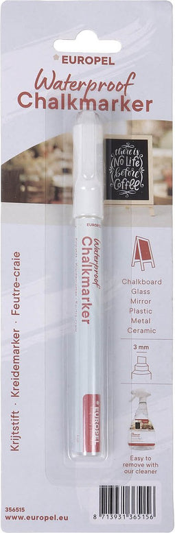 Europel Watervaste Krijtstift - 3mm - Wit – 1 stuk - Perfect voor krijtborden en creatieve projecten