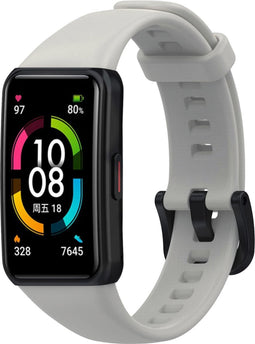iMoshion Bandje Geschikt voor Huawei Band 6 / Honor Band 6 - iMoshion Siliconen band zwarte gesp met installatiehulp - Grijs