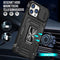 Podec iPhone 11 Pro - Telefoonhoesje - Anti-Shock Case Cover met Kickstand Ring en Screenprotector - Zwart