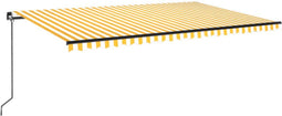 vidaXL - Luifel - handmatig - uittrekbaar - 500x300 - cm - geel - en - wit