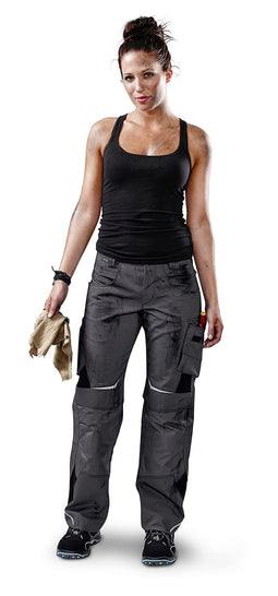Kbler High Dameswerkbroek - 2 achterzakken met Cordura-versterking - antraciet/zwart