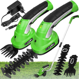 tectake® 2-in-1 Accu Heggenschaar - Buxusschaar en Grasschaar - Ergonomische Telescoopsteel met Wielen - 7.2V Accu