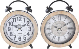 Bordsklocka DKD Home Decor 25,8 x 8 x 32 cm Natuurlijk Wit Ijzer Traditioneel Hout MDF (2 Stuks)