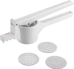 Metaltex - Aardappelstamper - Pureestamper - 3 Verwisselbare RVS Schijven - 36 cm - Wit