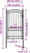 vidaXL - Poort - met - gebogen - bovenkant - 100x175 - cm - staal - zwart