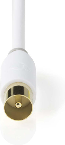 Nedis Coaxkabel - IEC (Coax) Male - IEC (Coax) Male - Verguld - 75 Ohm - Enkelvoudig Afgeschermd - 5.00 m - Rond - PVC - Wit - Polybag
