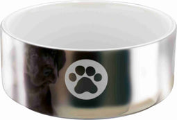 TRIXIE VOERBAK POOT KERAMIEK ZILVER / WIT