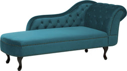 NIMES - Chaise longue - Blauwgroen - Rechterzijde - Fluweel