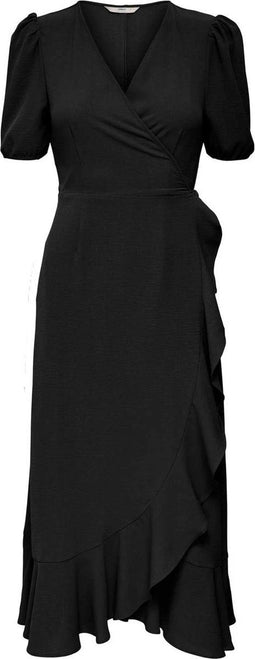 ONLY ONLMETTE SS WRAP MIDI DRESS WVN - Overslag jurk met strikdetail - M