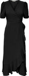 ONLY ONLMETTE SS WRAP MIDI DRESS WVN - Overslag jurk met strikdetail - M