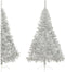 vidaXL - Kunstkerstboom - half - met - standaard - 180 - cm - PET - zilverkleurig