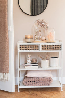 J-Line Plaid corduroy - polyester - licht karamel - 180 x 130 cm - woonaccessoires