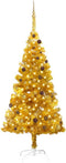 vidaXL - Kunstkerstboom - met - verlichting - en - kerstballen - 210 - cm - PET - goud