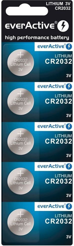 EverActive CR2032 3V Lithium Knoopcel Batterij 2032 DL2032 - 5 stuks