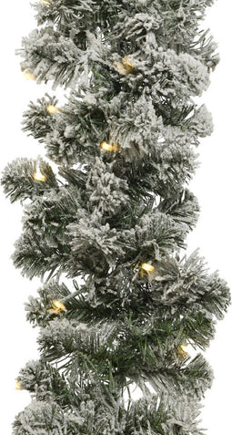 Everlands besneeuwde guirlande slinger met 50 LEDs - 270x12 cm