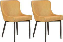 EVERLY - Eetkamerstoel set van 2 - Geel - Polyester