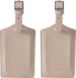 EverNeeds Bagagelabel - Kofferlabel voor Koffers - Kofferlabels - Bagagelabels - PU Leer - Creme - 2 Stuks