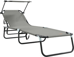 vidaXL - Vouwbaar - Ligbed - met - Luifel - Grijs - 600D - Oxford - Stof