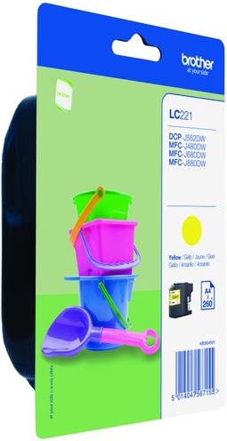 Brother LC-221YBP - Inktcartridge - Origineel - Geel