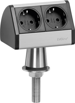 EVOline 93022055 Stekkerdoos 2-voudig Zwart, Zilver Zonder stekker 1 stuk(s)