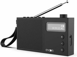 EVOOM EGY Zwarte wekkerradio - FM en DAB+ radio - Batterij Batterijen/USB - 2 alarmen