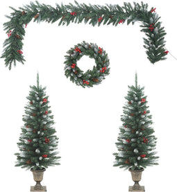 vidaXL - 4-delige - Kerstdeurdecoratieset - PVC