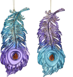 7 inch Plastic Peacock Colored Feather Orn 2/Asstd. 7,112x1,524x17,...