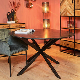 Ronde eettafel zwart- eettafel rond - Zwarte ronde eettafel 150 cm