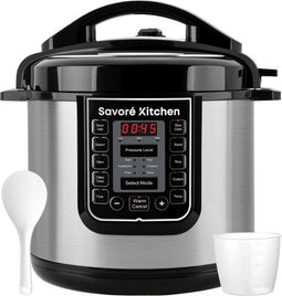 Savoré Kitchen Snelkookpan 6L - Multicooker - PFAS-vrij - Zilver Zwart
