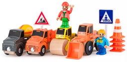 Woody - Construcite voertuigen - Houten speelgoedauto's met accessoires - 12-delig