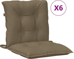 vidaXL - Stoelkussens - 6 - st - lage - rug - 100x50x7 - cm - stof - gemêleerd - taupe