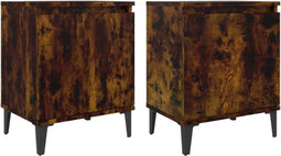 vidaXL - Nachtkastjes - met - metalen - poten - 40x30x50 - cm - gerookt - eikenkleurig