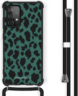 iMoshion Hoesje Geschikt voor Samsung Galaxy A52 (4G) / A52s / A52 (5G) Hoesje Met Koord - iMoshion Design Hoesje met Koord - Zwart / Meerkleurig / Groen / Panther Illustration