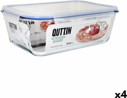 Hermetische Lunchtrommel Quttin Transparant Rechthoekig 5,6 L (4 Stuks)