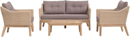 LARISSA LOUNGE SET – NATURAL WIT/BRUIN/ ACACIA LICHT TEAK LOOK / ROYAL TAUPE