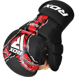 RDX Aura F17 - Shooter Grappling Gloves - Extra knokkelpadding - Zwart met Rood - L