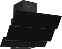 Wiggo WE-E533G(B) - Schuine Afzuigkap - 50 cm - Zwart Triple Glas - LED verlichting - Touch Control