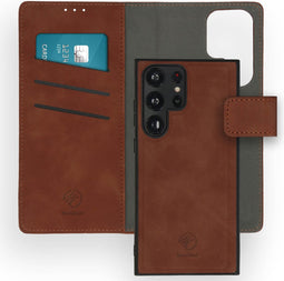 iMoshion Hoesje Geschikt voor Samsung Galaxy S23 Ultra Hoesje Met Pasjeshouder - iMoshion Uitneembare 2-in-1 Luxe Bookcase - Bruin