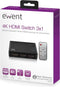 Ewent EW3730 4K HDMI Switch 3-poorts, toont 3 HDMI bronnen op een monitor