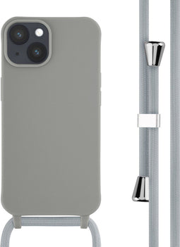 iMoshion Hoesje Geschikt voor iPhone 14 Hoesje Met Koord - iMoshion Siliconen hoesje met koord - Grijs