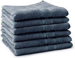 LINNICK Pure Handdoeken Set - 100% Katoen - Ocean Blue - 60x110cm - Per 6 Stuks