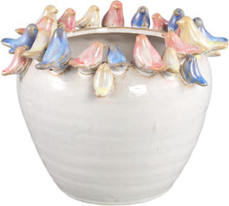 PTMD Bloempot Brin - 21x21x17 cm - Keramiek - Creme