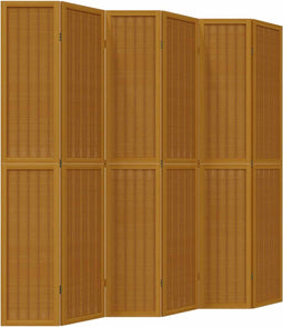 vidaXL - Kamerscherm - met - 6 - panelen - massief - paulowniahout - bruin