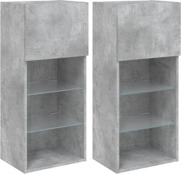 vidaXL - Tv-meubels - met - LED-verlichting - 2 - st - 40,5x30x90 - cm - betongrijs