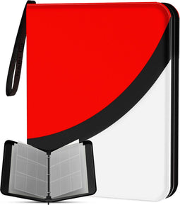 NAPI Verzamelmap - Binder Map voor 900 Kaarten - 9 Pocket - PU-leer - Ritssluiting - A4 Formaat - Rood/Wit