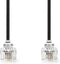 Nedis TCGP90200BK100 - Telecomkabel RJ11 Male - 10 m Plat - Zwart