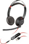 Poly Blackwire C3225 - Draadheadset - Noise-cancelling microfoon - Rood Zwart