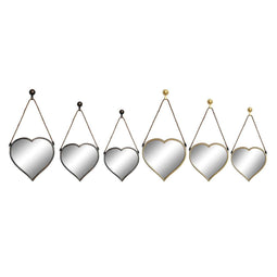 Set spiegels DKD Home Decor Scandi Kristal Zwart Gouden Polypropyleen (26 x 3 x 26 cm) (2 Stuks)