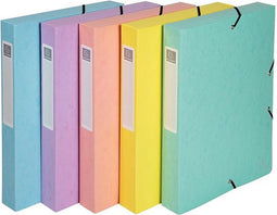 Exacompta Aquarel elastobox uit glanskarton, ft A4+, rug van 4 cm, met 3 kleppen, geassorteerde kleuren